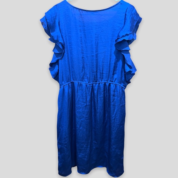 Cobalt Blue Flutter Sleeve Dress - Picture 2 of 4